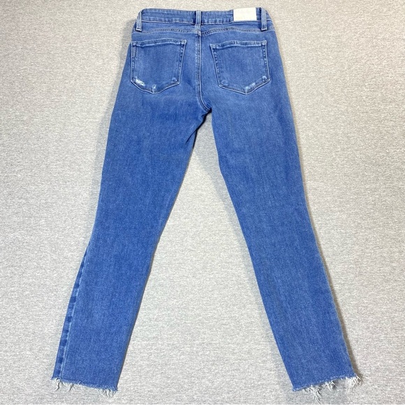 Paige Jeans Womens 27 Blue Hoxton Ankle Skinny Mid Rise Raw Hem Stretch Denim - Picture 6 of 16